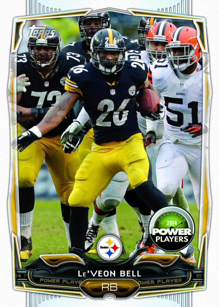 Topps's tweet photo. The Week 14 #ToppsPowerPlayer Veteran of the Week is Pittsburgh's Le'Veon Bell. http://t.co/9Oft2W2h7v
