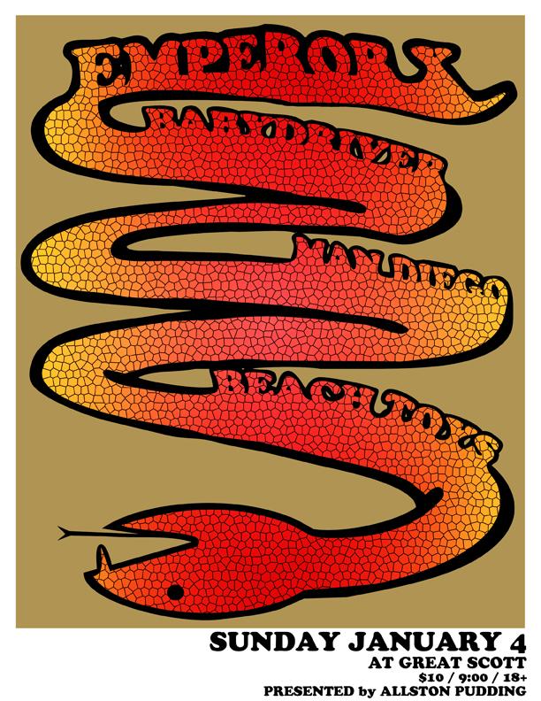 WhoIsManDiego's tweet photo. Next show:1/4 @GreatScottROCK w/ @emperorx, @Babydriver_, &amp; Beach Toys. FB: http://t.co/34kvuyoag7 (@AllstonPudding) http://t.co/VGCp6SAIRF