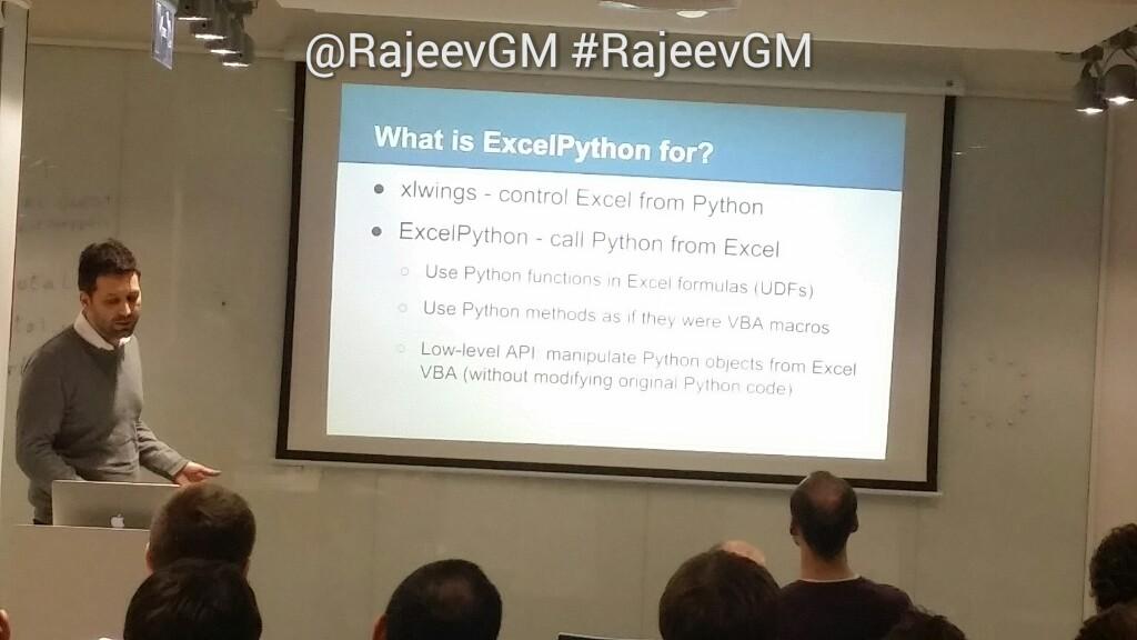 rajeevgm's tweet image. #ExcelPython talk at #Python for @MSExcel during @pythonquants @meetup at @pivotal.#QuantFinance