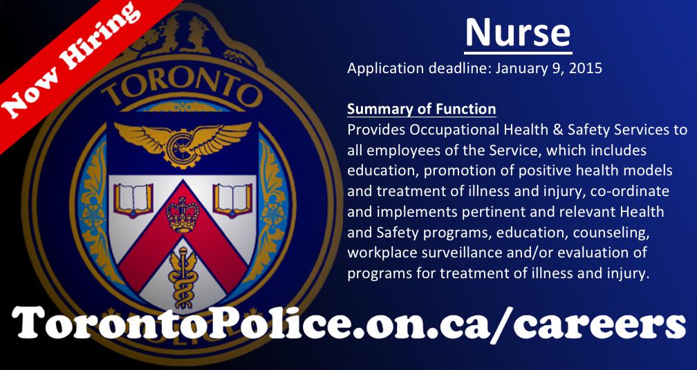 TPSCivRecruiter's tweet image. @TorontoPolice is looking for a NURSE. Learn more and to apply click here: bit.ly/1v60qk3   #tpsjobs