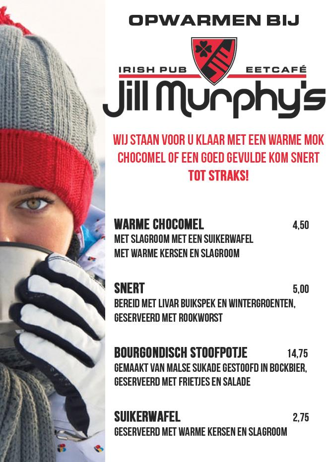 Wie gaat er vanaf morgen ook schaatsen op het stationsplein?
Kom er na ook even lekker opwarmen bij Jill Murphy's!