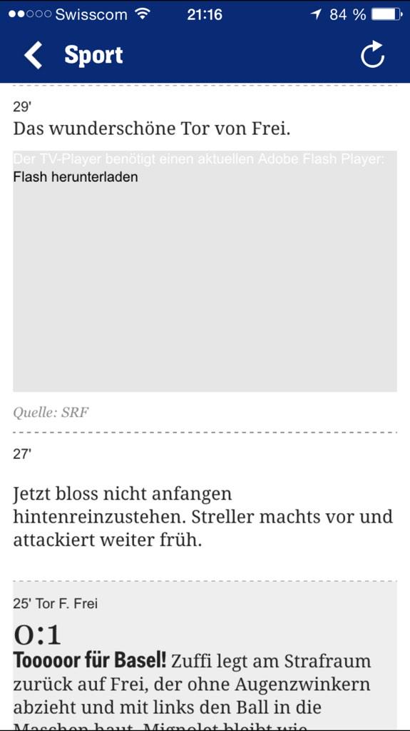 mikeschwede's tweet image. Voll auf der Höhe der Zeit. #flash Player auf Mobile @20min und @SRF. #90sflashback