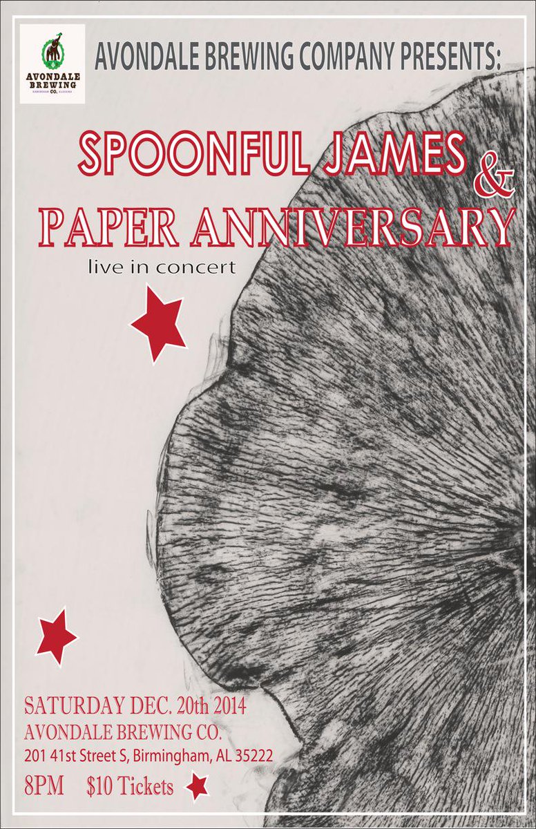 stuckeymurray's tweet photo. Stuckey &amp; wife aka Paper Anniversary will be performing @AvondaleBrewing with @SpoonfulJames on Sat. Dec. 20th at 8pm http://t.co/7hgGh4lCdz