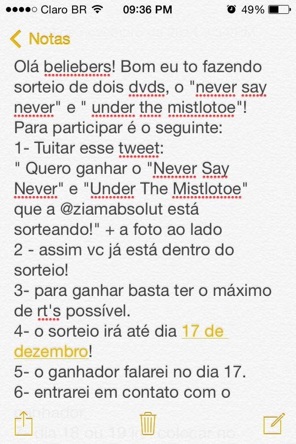 JustinPurpose3's tweet image. Quero ganhar o "Never say Never" e "Under the Mistlotoe"  que a @ziamabsolut está sorteando"