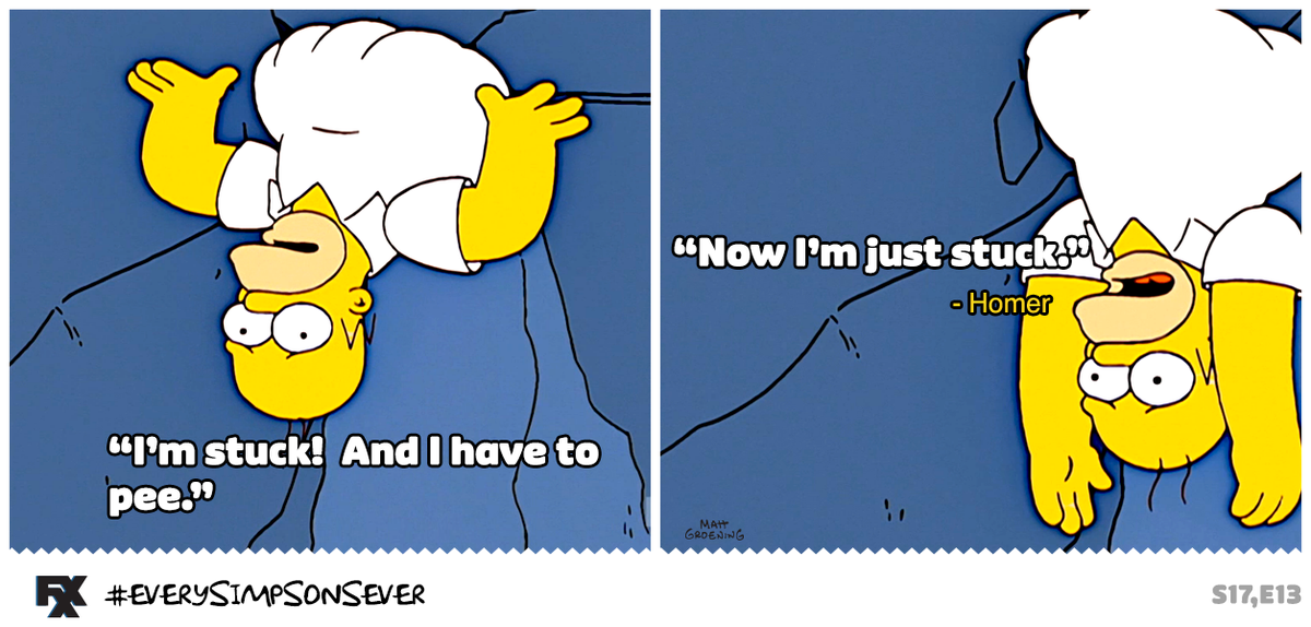 homer simpson stuck between a rock and a hard place