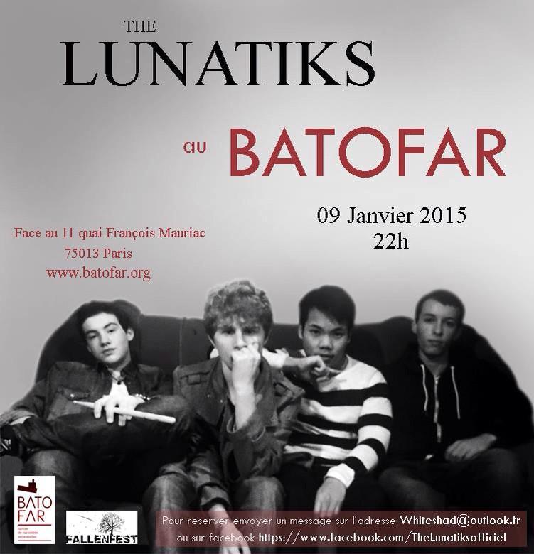ClemChouteau's tweet photo. Nous jouons le vendredi 9 janvier à 22h au Batofar à Paris! #thelunatiks #fallenfest #concert #tremplin #paris #music http://t.co/cmyw4SM305