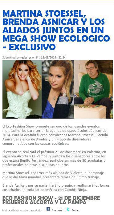 MSmisonrisa's tweet photo. ''Juntos en un mega show ecológico'' #EcoFashionShow 
@TiniStoessel http://t.co/E3a2cTwl4Z