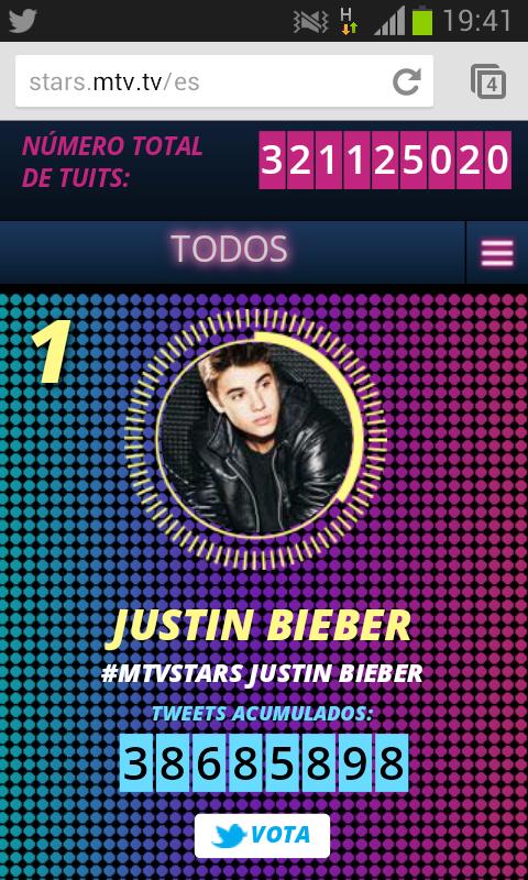 CarlaLucianaJB's tweet photo. WIIIIIII, mantengamosno así chicas, vamos voten por el rubio #MTVStars Justin Bieber http://t.co/P4duaN7wiJ