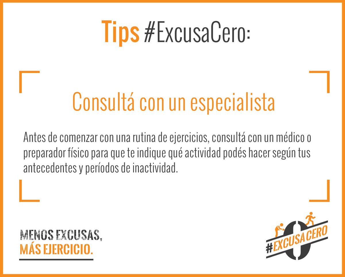ExcusaCero's tweet photo. ¡Hoy es un excelente día para empezar a ejercitarse!  Te dejamos un consejo para arrancar. http://t.co/1m8Gyv7Gyn