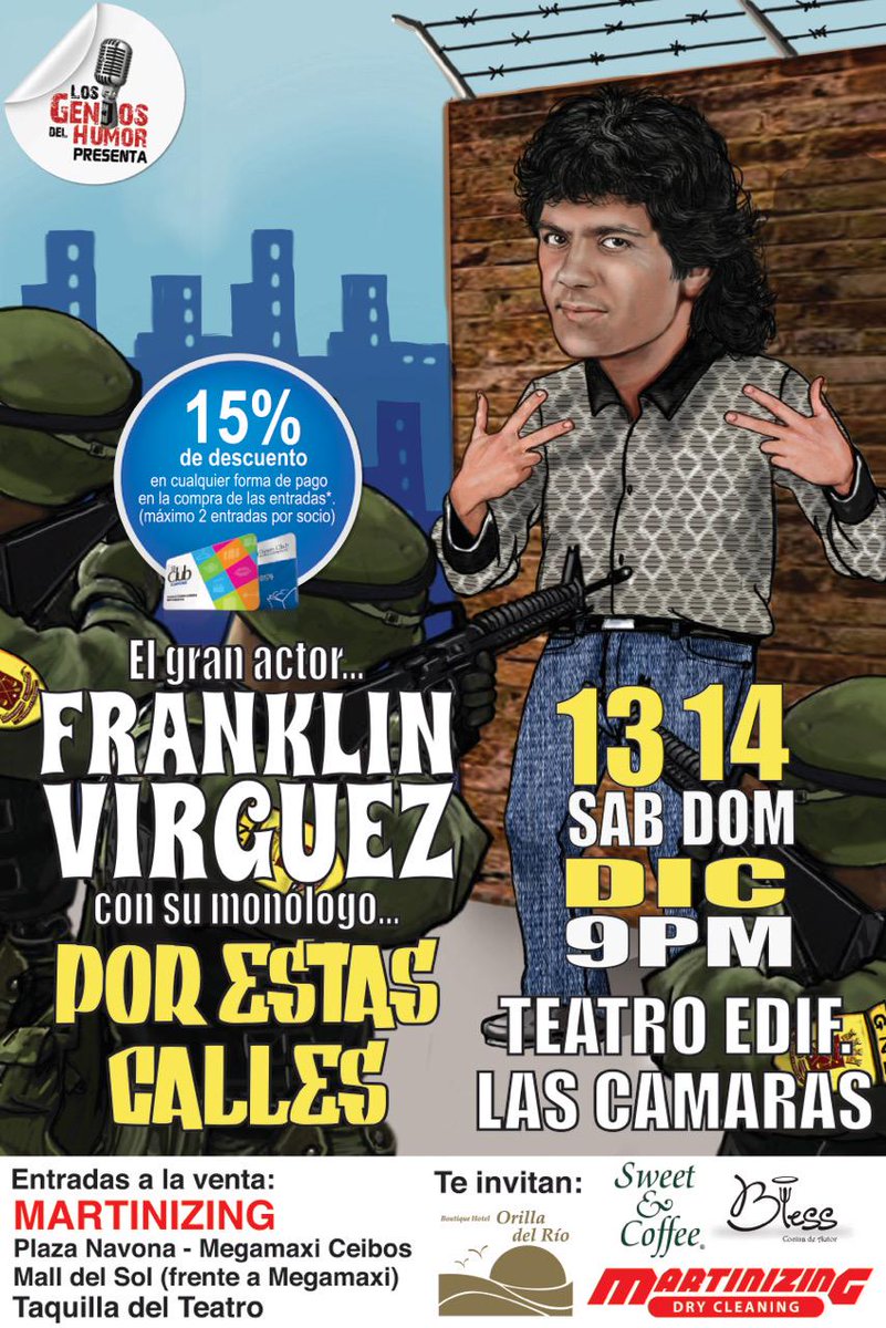VirguezFranklin's tweet photo. Este sábado y domingo estaré en Guayaquil con Por Estas Calles en Teatro Edf, Las Cámaras. Un antes y un después. http://t.co/9XPNKj8GWs
