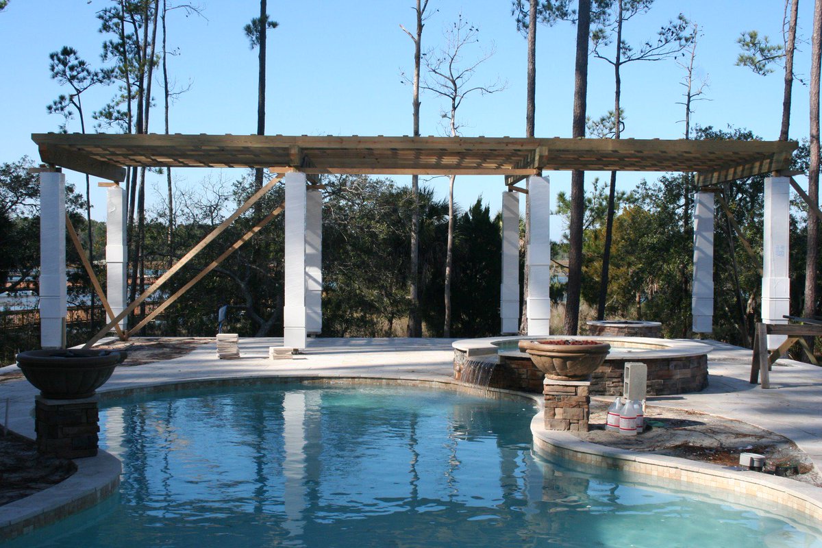 backyard_living's tweet photo. Fleiner job update:pool is up and running, pergola is up, starting landscaping and outdoor lighting. Finishing soon! http://t.co/8wQpT8NKiA