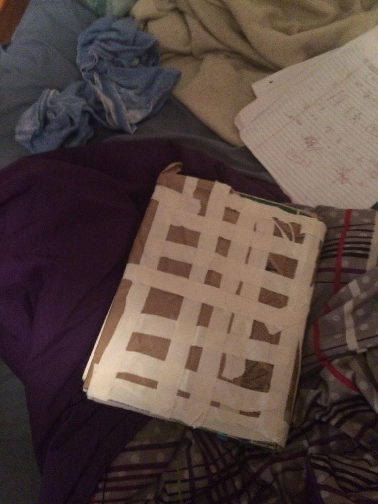 vegie_tales's tweet photo. Takagi better appreciate my book wrapping skills. Wrapped with brown lunch bags and hockey tape. #ghettoengineering http://t.co/gvIOTpfOQa