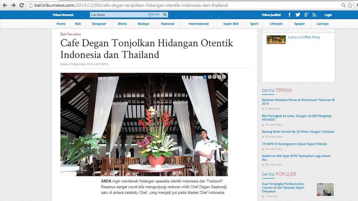 cafedeganbali's tweet photo. Thanks to @TribunBali for featuring us on their page!
link:http://t.co/RryBloQgLs #cafedegan #chefdegan http://t.co/nfDR9TDudC