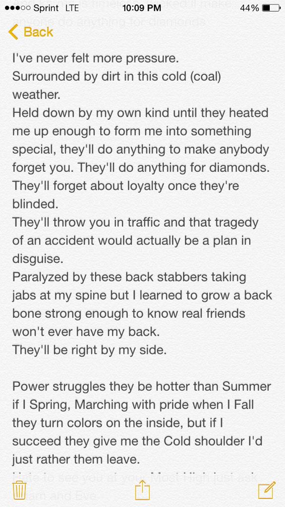 btee_np's tweet photo. #ThisIsNotPoetryTues
#ThisIsNotPoetry
#AnythingForDiamonds
RT http://t.co/lQFQxPvnAP