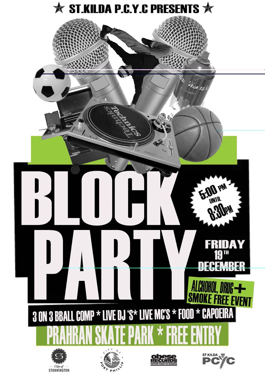 Friday 19th Dec, 5pm, FREE ENTRY, Prahran Skate Park! Be there.