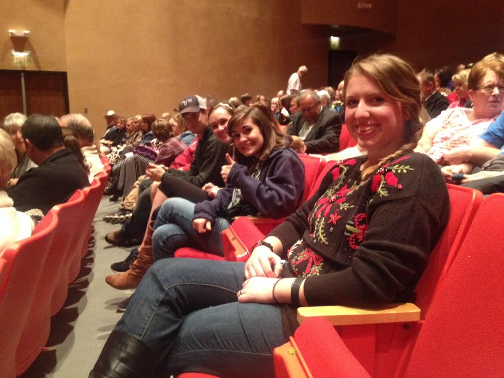 irbeliever's tweet photo. About to take in a ton of cuteness with @claireliz44 @_Money_Badger @CassieBF and @CrayRayMay #christmasdancerecital http://t.co/iwhz0weC73
