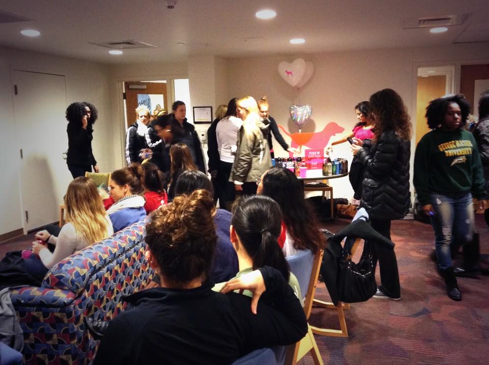 GMUPINK's tweet photo. Getting ready! Come join us for our Fashion Show Viewing Party going on now! #GMUPINK #PINKReps #VSFS2014 http://t.co/mKl9GjIUCl