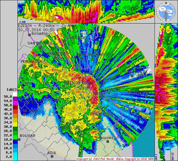 ChGaravaglia's tweet image. Así se alejaba el #BowEcho que impacto con muy fuertes ráfagas de viento toda el área metropolitana. De libro!