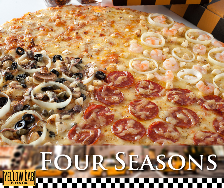 ycpizzaofficial's tweet photo. Canโt decide which pizza flavor to order? Then the Four Seasons pizza is for you :) #BiteIntoYellow http://t.co/6qyyYkfz8k
