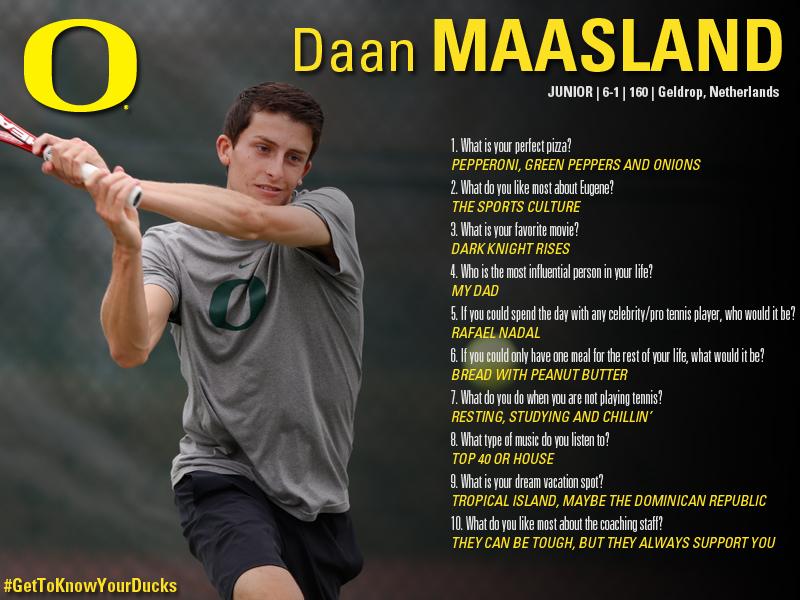 OregonMTennis's tweet photo. If @_DaanMaasland could only have 1 meal, it would be bread and peanut butter. #ProteinPriorities #GetToKnowYourDucks http://t.co/dW0XjRaHdl