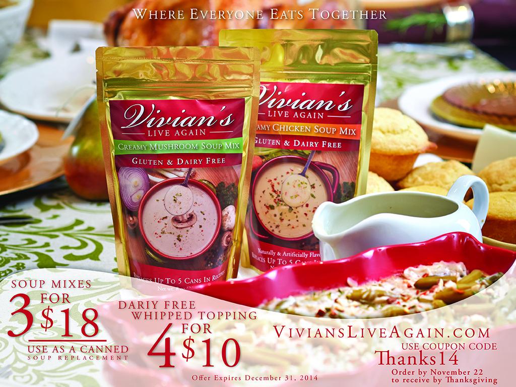 Great deal on our products through the end of the year! Don't miss out!  viviansliveagain.com/saving-thanksg… #glutenfree #vegan