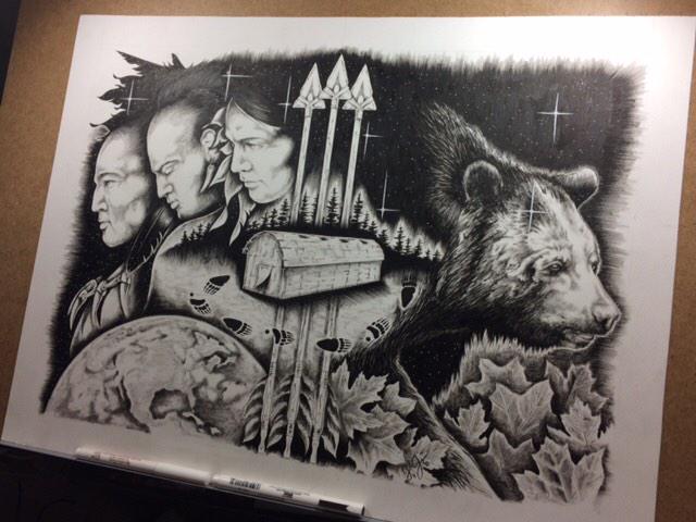 MohawkArtDesign's tweet photo. "The Giant Bear and the Great Dipper" is finally finished! #art #MohawkArt #Mohawk #Iroquois #Bear #Nature #wildlife http://t.co/E7rT9RHXvG