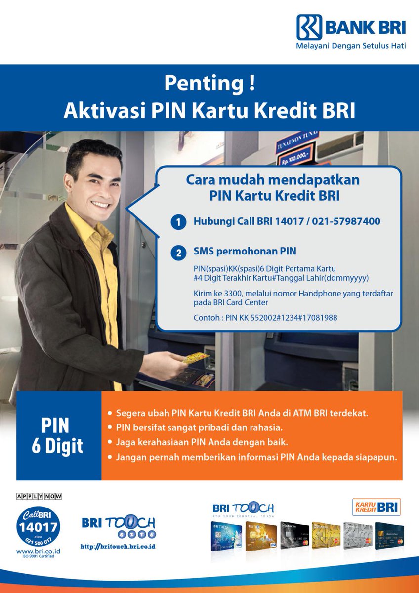 Bank Bri On Twitter Cara Mudah Mendapatkan Pin Kartu Kredit 1 Hubungi Call Bri 14017 021 57987400 Http T Co 2c5jrsu9ud Twitter