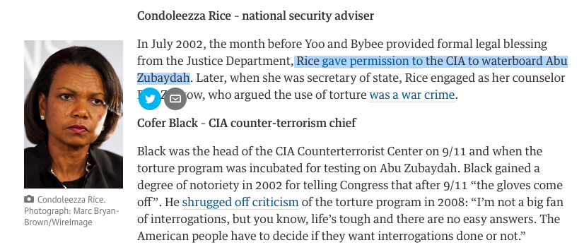 DropDropboxNow's tweet image. Report makes it completely clear: Rice *personally approved torture*. @Dropbox: remove her now theguardian.com/us-news/2014/d…