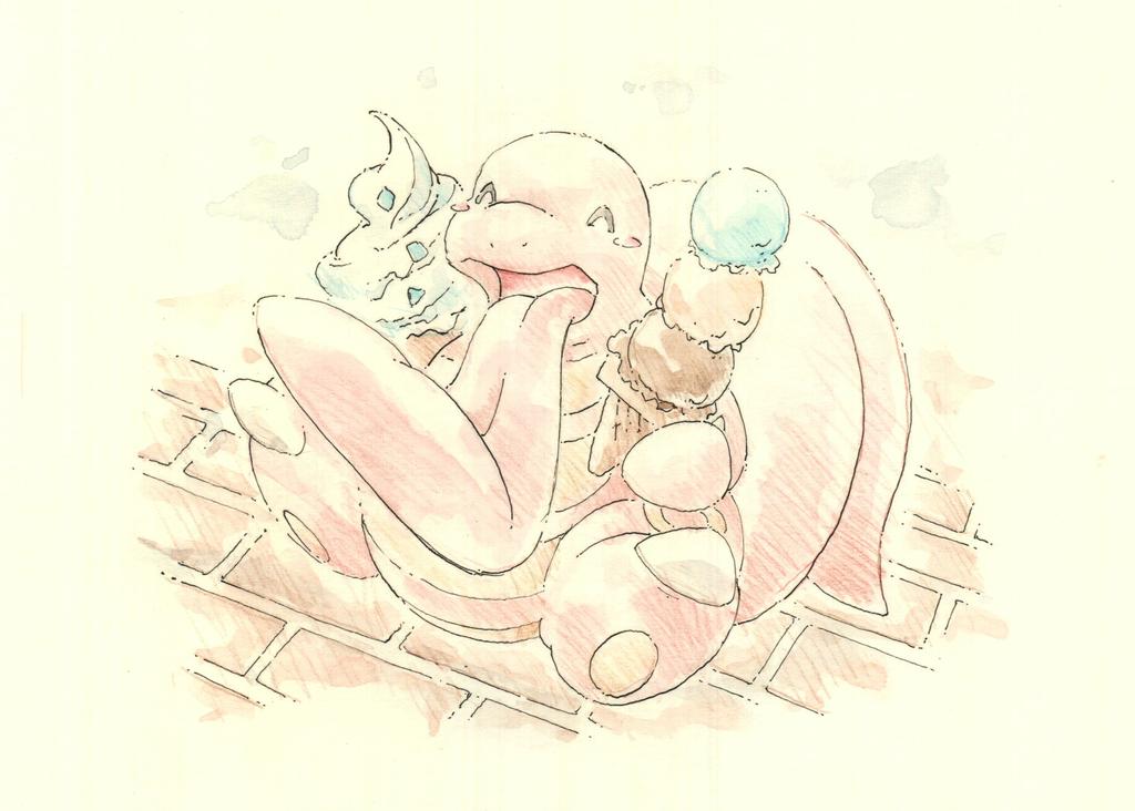 pokemoart's tweet photo. 【今日のポケモン図鑑】Ｎｏ.１１６
 ：ベロリンガ の ｢したでなめる｣ http://t.co/rF3wbDLjaU