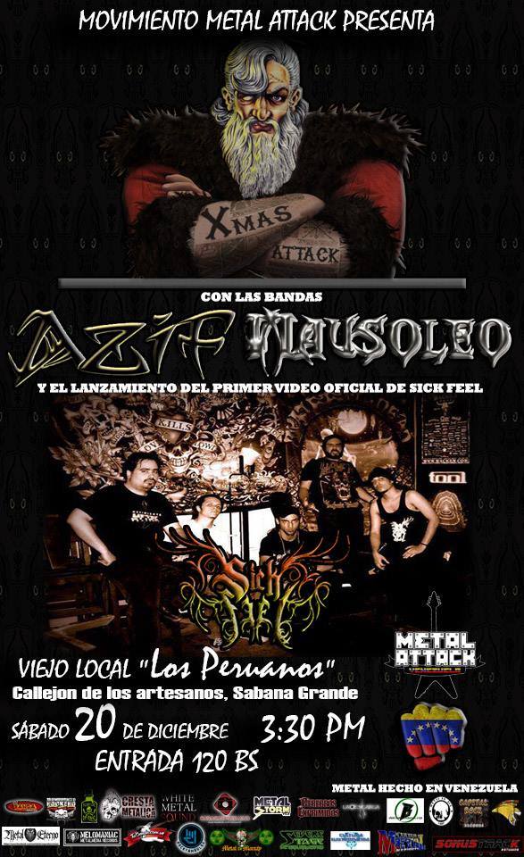 CrestaMetalica's tweet photo. #20Dic @MetalAttackVzla #XMASATTACK2014 #Caracas con @SickFeel @MausoleoBanda @AzifVzla > http://t.co/AN8FpSkf82 http://t.co/gO6ooaz4gq