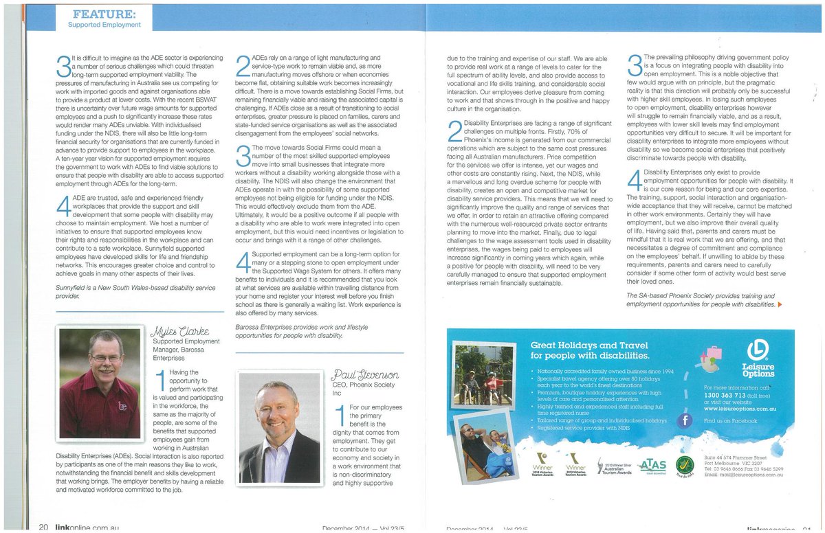 PhoenixSoc's tweet photo. Check out this month's @linkdisability edition - we feature twice! This one is some comment from our CEO, Paul. http://t.co/VbxmrhCIWO