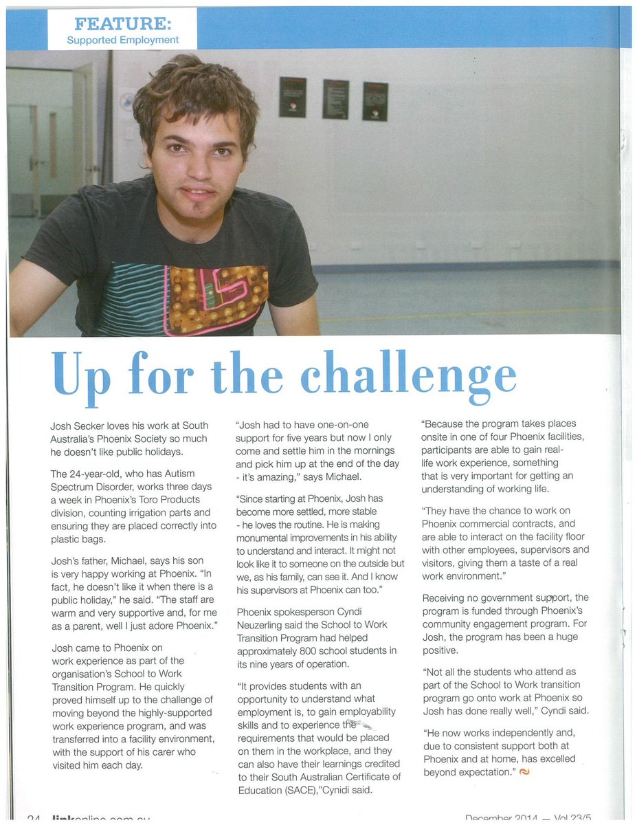 PhoenixSoc's tweet photo. Check out this month's @linkdisability edition - we feature twice! This one is a feature on Josh Secker, good work J! http://t.co/7q3O9Y6aWA