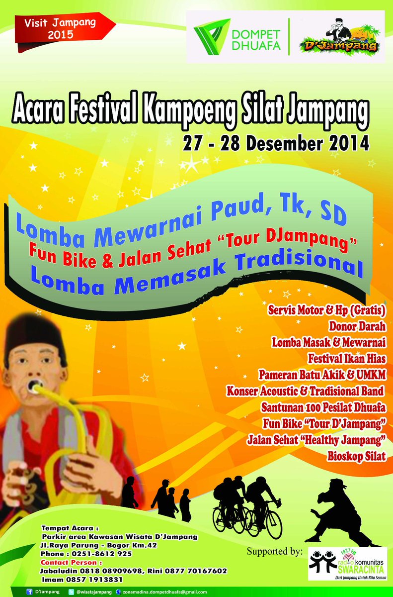 zonamadinaDD's tweet photo. Hadirilah Festival Kampoeng Silat Jampang,27-28 Des. di @wisatajampang Jl.Parung Bogor Km.42. @Dompet_Dhuafa @AcewSe http://t.co/yhY4gQBTbl