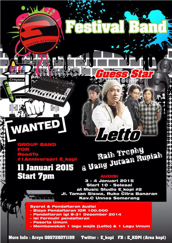 FESTIVAL BAND SEMARANG | IDR 100K | seleksi 3-4 Januari 15 | info: 085726071189 | hadiah utama 1jt | <a href="/tehceluup/">Teh Celup</a>