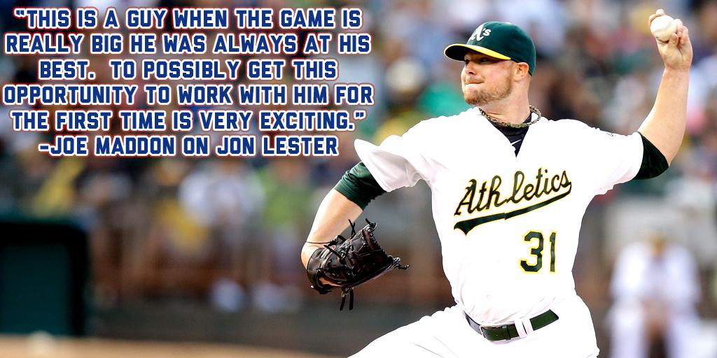 MLB's tweet photo. .@CubsJoeMadd spoke highly of @JLester31 before the deal went down. Now it’s a reality. #WinterMeetings http://t.co/75hxFLWi2r