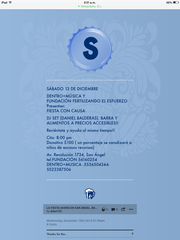 adanolgbar's tweet photo. Buena fiesta, buena causa..sábado 13 http://t.co/X913UonHUv