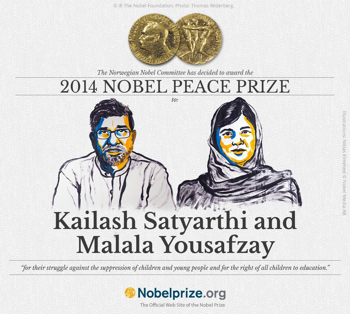 NobelPrize's tweet image. Read the fantastic Nobel Lectures by @k_satyarthi goo.gl/ApL9EM &amp;amp; Malala @MalalaFund goo.gl/4XWUaW