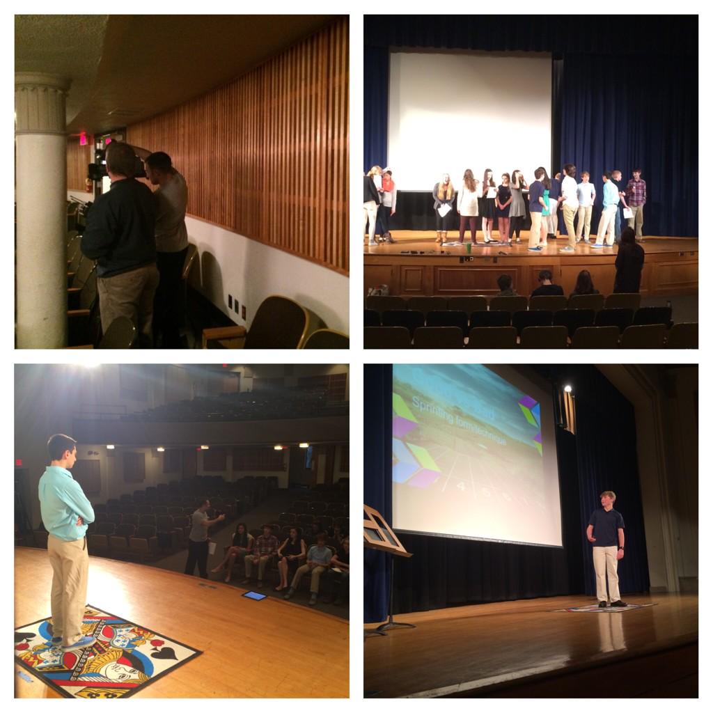 LawlerHMS's tweet photo. Underway! After early AM set-up, acclimating to bright lights, prepping cameras, adjusting mikes-we're off! #8Respect http://t.co/hfTFbDernc