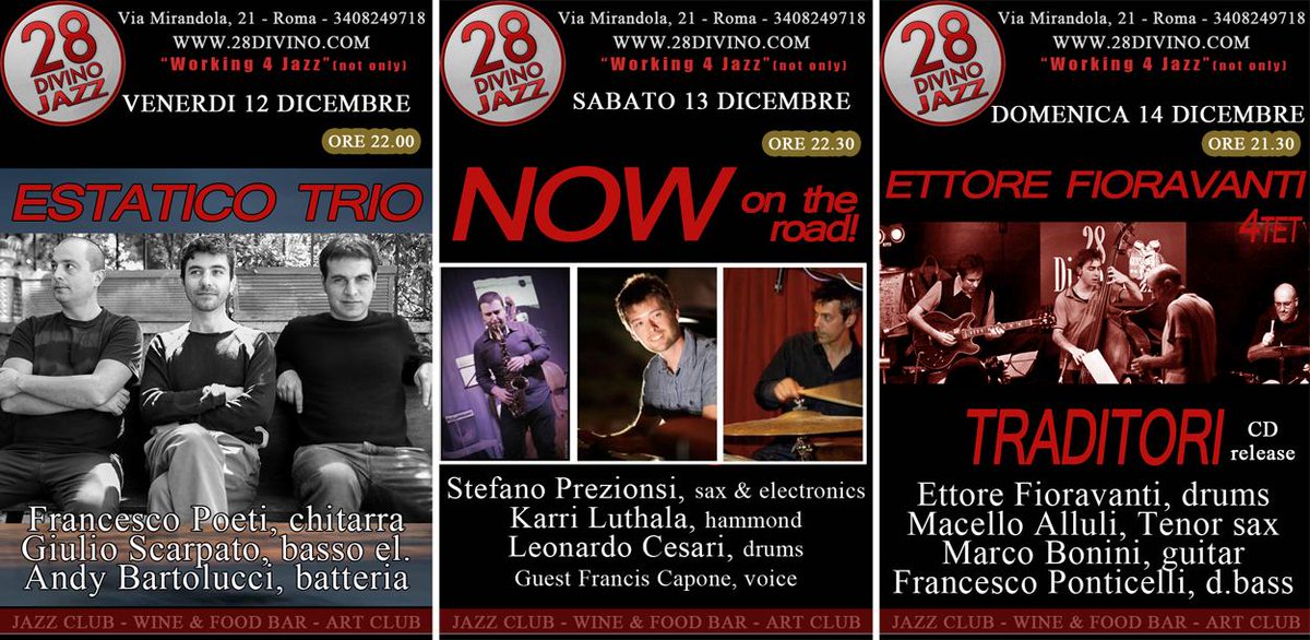 #Roma #Jazz 12,13 e 14 Dicembre @28DiVinoJazz <a href="/romatoday/">Roma Today</a> <a href="/romacapitaleTW/">Isela Heyman</a> <a href="/eternajazz/">ROMA JAZZ</a> <a href="/Jazzroma/">Jazz@roma</a> <a href="/rep_roma/">Repubblica Roma</a> @Jazzitalia