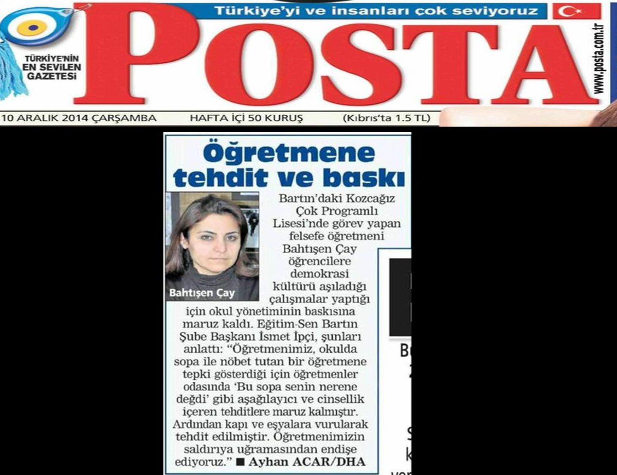 AYHANACARDHA's tweet photo. "ÖĞRETMENE TEHDİT VE BASKI"
HABER POSTA GAZETESİNDE YAYINLANDI
DHA-AYHAN ACAR http://t.co/NqwuEIKQJX