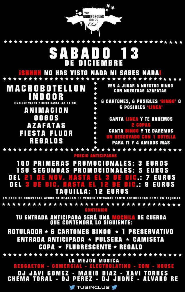 bambooclub6's tweet photo. ¡El Sábado se lia en la REBEL BINGO! Consigue ya las últimas entradas por 9€ http://t.co/fp7jVWBuxe