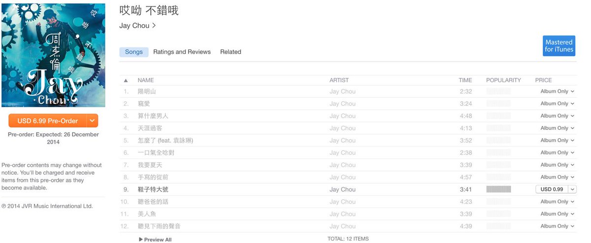 JayChouUpdates's tweet photo. 【哎呦，不錯哦】track list: http://t.co/KMX0SeFnqr