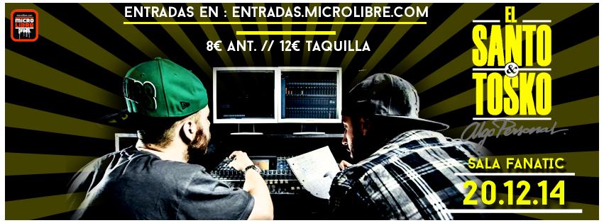 SalaFanatic's tweet photo. Sorteamos dos entradas para el concierto de El Santo (@FALSALARMA1 )&amp; @TOSKOOFICIAL del próximo Sábado 20/12/14. RT! http://t.co/cjXvzAbk7F