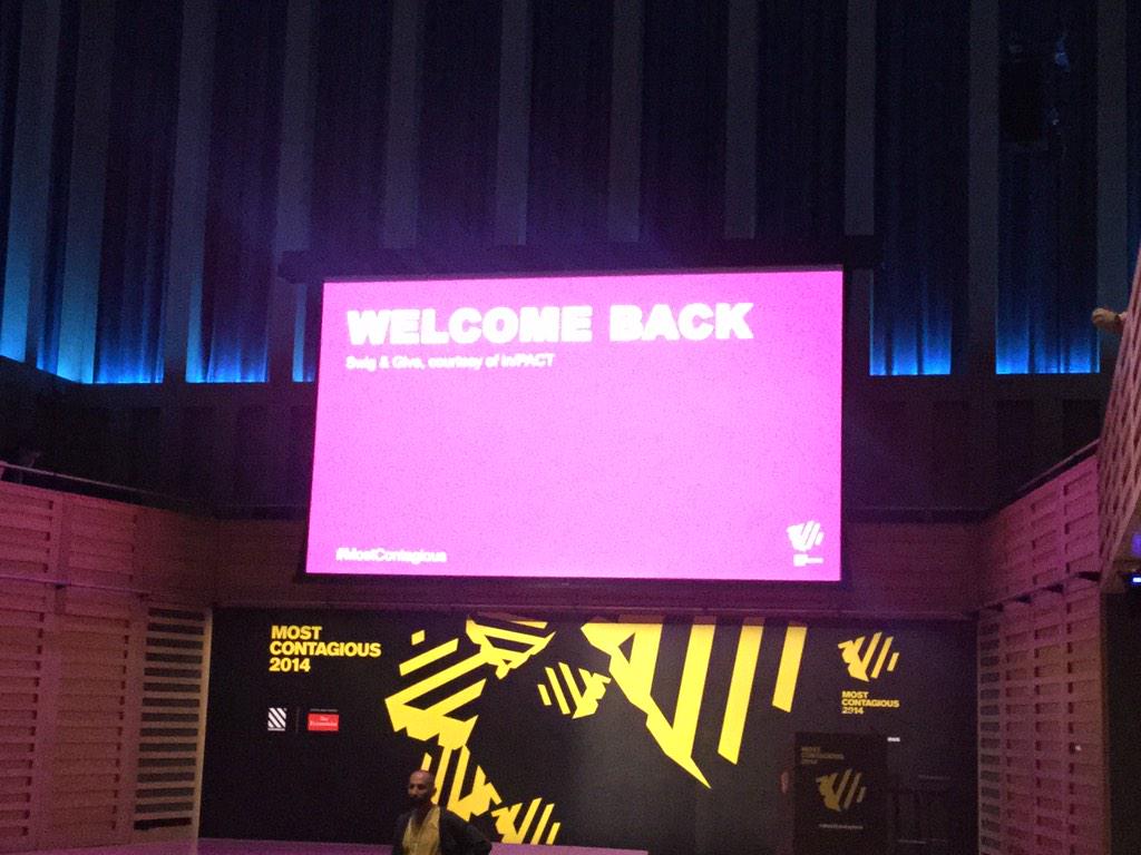 jmmcneel's tweet photo. Back after the first break during an inspiring morning at #MostContagious. Plug for in/PACT: Swig and give! http://t.co/8fAwbS0MEa