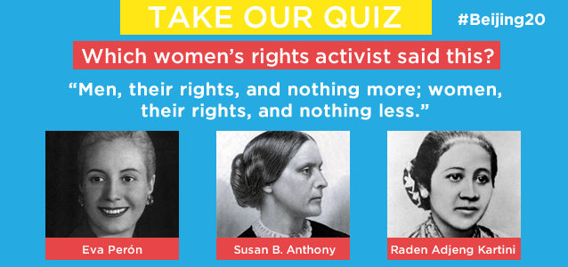 UN_Women's tweet photo. It's #HumanRightsDay!How much do you know abt women's human rights?Quiz: http://t.co/gTiLQ498Va #Beijing20 #rights365 http://t.co/sre5TnSmZA