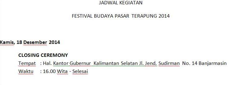 visitkalsel's tweet photo. 3. Berikut Jadwal "Festival Budaya Pasar Terapung 2014" | 16-18 des 2014 | #FBPT2014 | Part III (HABIS) ==>> http://t.co/6D0wVyf54v