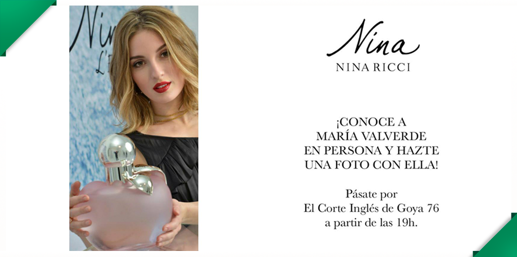 elcorteingles's tweet photo. Mañana en #Goya @NinaRicci nos trae a @mariavalverde. ¡Ven a conocerla! #NinaRicci http://t.co/XhuIIfjyFD
