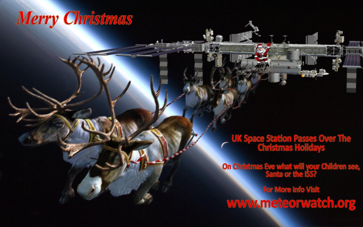 T - 1 Hour until the #ISS #ItsSantasSleigh pass over the UK at 17:20. For info visit meteorwatch.org/uk-iss-passes-…