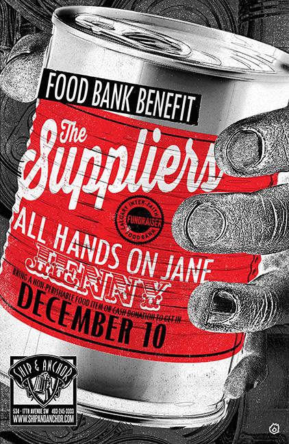 @CalgaryFoodBank benefit tonight <a href="/Ship_and_Anchor/">Ship & Anchor Pub</a>  <a href="/SuppliersBand/">The Suppliers (Band)</a> <a href="/allhandsonjane/">All Hands On Jane</a> <a href="/killJenny/">SolHubNFT</a>  Bring a tin to get in