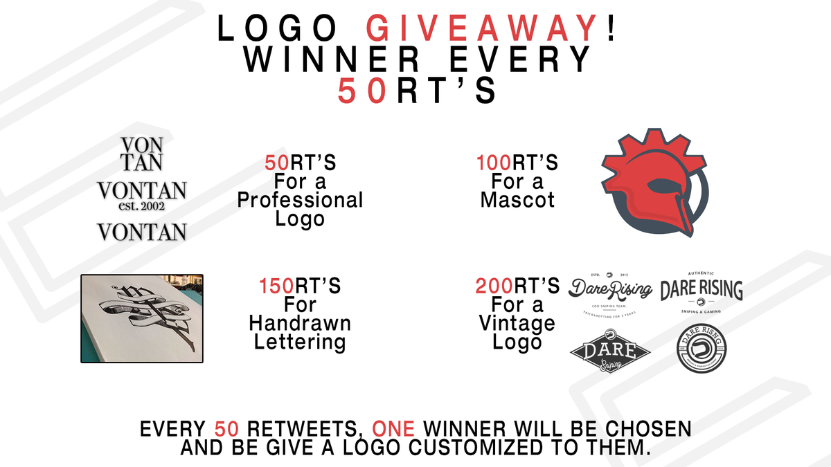 exampledco's tweet image. Logo Giveaway!! There will also be 3 random prizes of concept logos during this giveaway! You must be following us.
